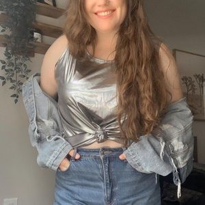 NWT (new with tags) vintage Worthington silver metallic tank size 18